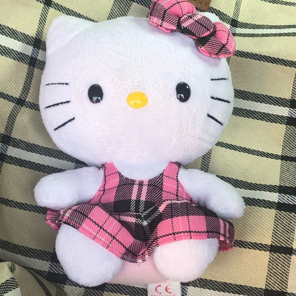 Hello kitty plush with plaid